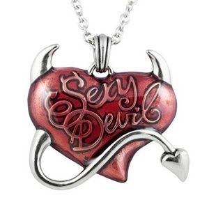 Sexy Devil Red Heart Horns Pendant Necklace SST